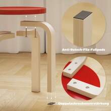 4 Stackable Stools With Felt Glides, Birch Plywood, Lacquered, Multicoloured - Apricot - View 4