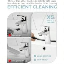 1-Pack Multi-Functional Crevice Cleaning Brush - Durable Stiff Bristle Gap Brush For Kitchen, Bathroom, Windows, And Stovetops - Essential Home Cleaning Tool With Ergonomic Handle | Ergonomic Handle Brush | Plastic Brush, Bathroom Cleaning Supplies - 黑色 - 查看 4