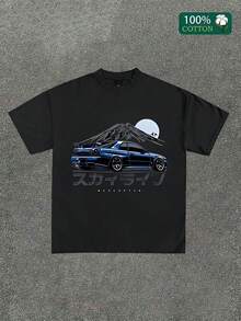 T Shirt – Sport Car Fans Casual Unisex Streetwear, Regular Fit, 220g 100% Cotton Racing Tee, Fashion Y2k Short Sleeve, Hip Hop T Shirt,Summer Graphic Printing Tops, For Boyfriends, Unisex - Black - View 1
