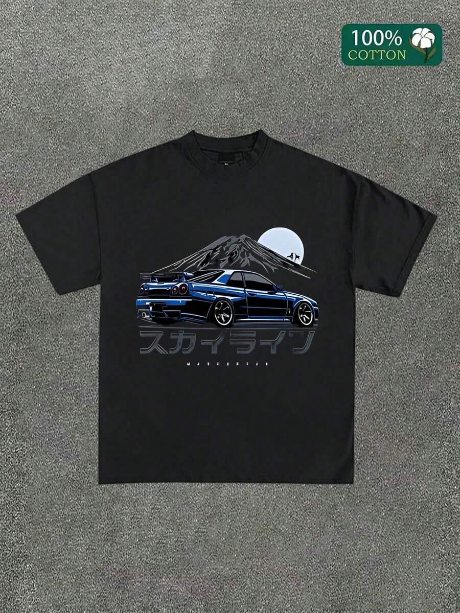 T Shirt – Sport Car Fans Casual Unisex Streetwear, Regular Fit, 220g 100% Cotton Racing Tee, Fashion Y2k Short Sleeve, Hip Hop T Shirt,Summer Graphic Printing Tops, For Boyfriends, Unisex - Black - View 1