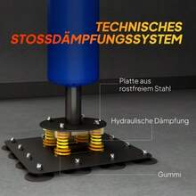 Boxing Stand, Two Speedballs, Rotating Punching Bar, Punching Pads, Adjustable Height, Steel, 107 X 36 X 140-205 Cm, Blue