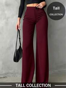 Quần dài nữ màu trơn, kiểu dáng thanh lịch, ống đứng, thích hợp mặc hàng ngày, đi làm, hẹn hò, đi nghỉ mát, dự tiệc mùa xuân. - Màu Đỏ Sâu - Xem 1