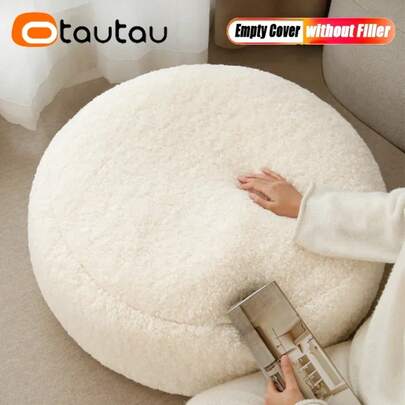 OTAUTAU Großer Luxus Weicher Faux Lockiger Fleece Sitzsack Pouf Ottomman Bezug Ohne Füllstoff Futon Puff Fußstütze Hocker Fußhocker JD024