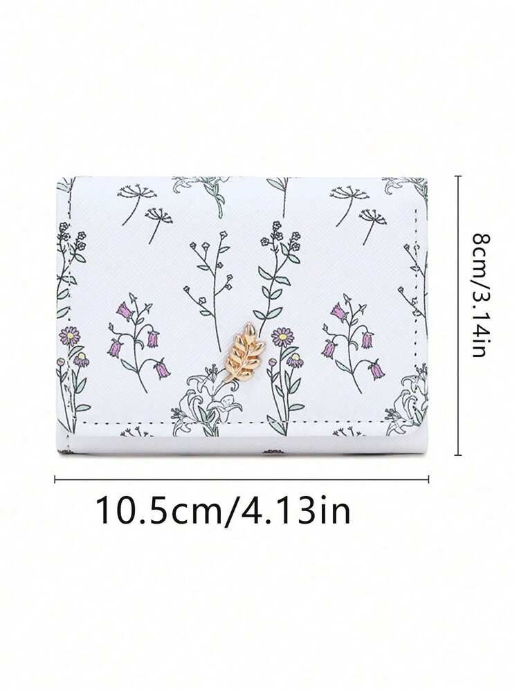 花卉图案零钱包，多卡位钱包，优雅女士设计，百搭少女风花卉卡包 - 多种颜色可选 - 彩色 - 查看 5