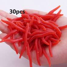 30pcs High Quality Realistic Red Earthworm Fishing Bait, Worm Soft Bait, Red Worm & Maggot Bionic Worm Design - Scented Lure Suitable For Freshwater And Saltwater Fishing, Durable Thermoplastic Rubber Material, Natural Appearance, High-Quality Bait - Multicolor - View 12