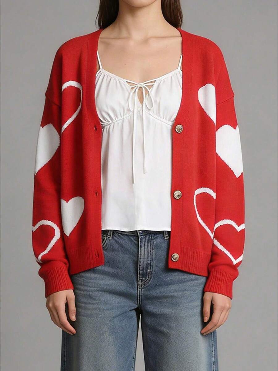 Women Cardigans - Red - View 1