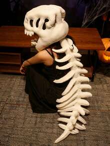 Adult Dinosaur Skeleton Costume Set, Funny Skull Outfit, Animal Themed Party Cosplay - Grey - View 20