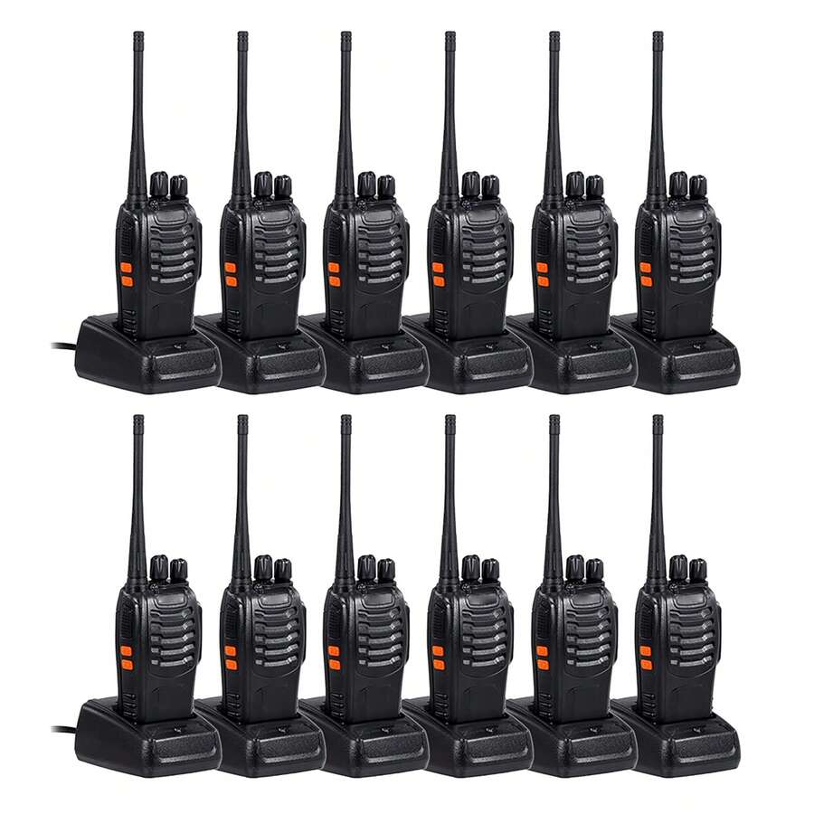 Transceptor FM UHF 400-470 MHz, walkie-talkie portátil bidireccional de largo alcance, paquete de 12 - Negro - Ver 1