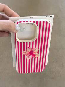 12-1pc White Floral Blue & Pink Striped Minimalist Pattern Full Coverage TPU Shockproof Phone Case Compatible With Apple 16, 15, 14, 13, 12, 11 Pro Max And Series - 型號 11(1 件) - 查看 9