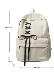 Women's Minimalist Large Capacity Backpack, Suitable For Back To School Season And Travel - Beige - View 3