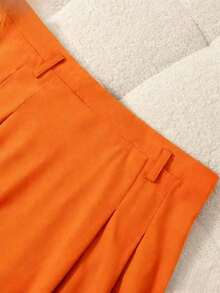 Women's Elegant Long Pleated Flare Skirt, Casual Versatile, Non-Stretch Spring - Burnt Orange - View 4