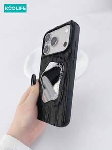 Koolife 3D Rock Texture TPU Phone Case, Single Pack, Includes Asymmetrical Mirror Surface, Skin-Friendly Matte Anti-Shock Protective Case, Raised Lens Protection, Fashionable Unique Design, Compatible With IPhone 17/17 Pro/17 Pro Max - Black - View 3