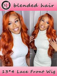Blended Hair Is Made From Human Hair Mixed With Synthetic Fibers And Protein Filaments Synthetic Lace Front Wig, 13*4 Lace 180% Density Body Wave Wigs, Wavy Wig With Baby Hair For Women Daily Party Use, Natural Pre Plucked Glueless Brown Lace Frongtal Wigs (Bob 8-16inch) - S350 - View 2