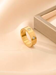 2pcs/1set Stainless Steel Fashion Bracelet & Ring Jewelry Set, Luxury Chic Accessories Suitable For Gifts, Daily Wear, Casual, Wedding, Party, Music Festival, Gathering - Gold - View 3