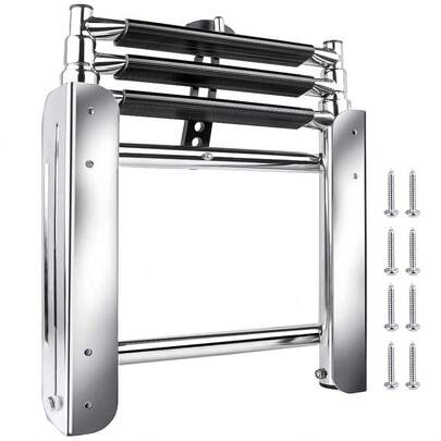 Boat Ladder,3 Step Telescoping Ladder Under Platform Slide Mount Boat Boarding Ladder 316 Stainless Steel Heavy Duty Marine Ladder 600 Pound Capacity