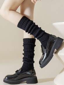 1/2/3 Pairs Women's Solid Color Rib Knit Leg Warmers, Decorative Knitted Leg Warmers, Minimalist Vintage Style, High Elasticity, Comfortable And Warm, Can Be Paired With Boots, Suitable For Autumn/Winter Daily Wear - Multicolor - View 4