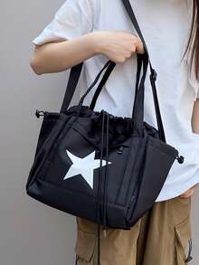 1pc Women's Nylon Crossbody Shoulder Bag, Adjustable Strap, Scratch-Resistant And Durable, Can Hold Passport, Cash, ID, Credit Cards, Lightweight And Portable, Suitable For Commuting, Shopping, Daily Use, Casual And Fashionable, Solid Color Design. - Black - View 3