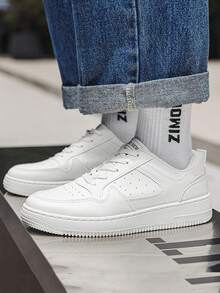 （尺码偏小一码）男士新款气垫滑板鞋，防滑、轻便、舒适、休闲一脚蹬运动鞋，白色时尚运动鞋，男士休闲白鞋（尺码偏小一码）