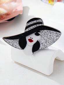 Ghim cài áo hình người phụ nữ đội mũ rộng vành, chất liệu acrylic acetate, thích hợp làm quà tặng Ngày của Mẹ thanh lịch và ý nghĩa, dành tặng mẹ nhân dịp Lễ Tình nhân xuyên biên giới giữa châu Âu và Mỹ. - trâm - Xem 4