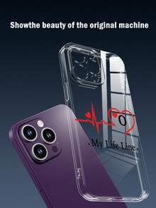 Heartbeat & Letter O Pattern Clear TK Viral Clean Girl MagSafe Compatible Phone Case For IPhone For Minimalists | Love Life WFH Office Positive Energy Good Vibes Only | Compatible With IPhone 17,16,15,14,13,12,11 Series | Your Signature Look Affordable Luxury - 無色 - 查看 1