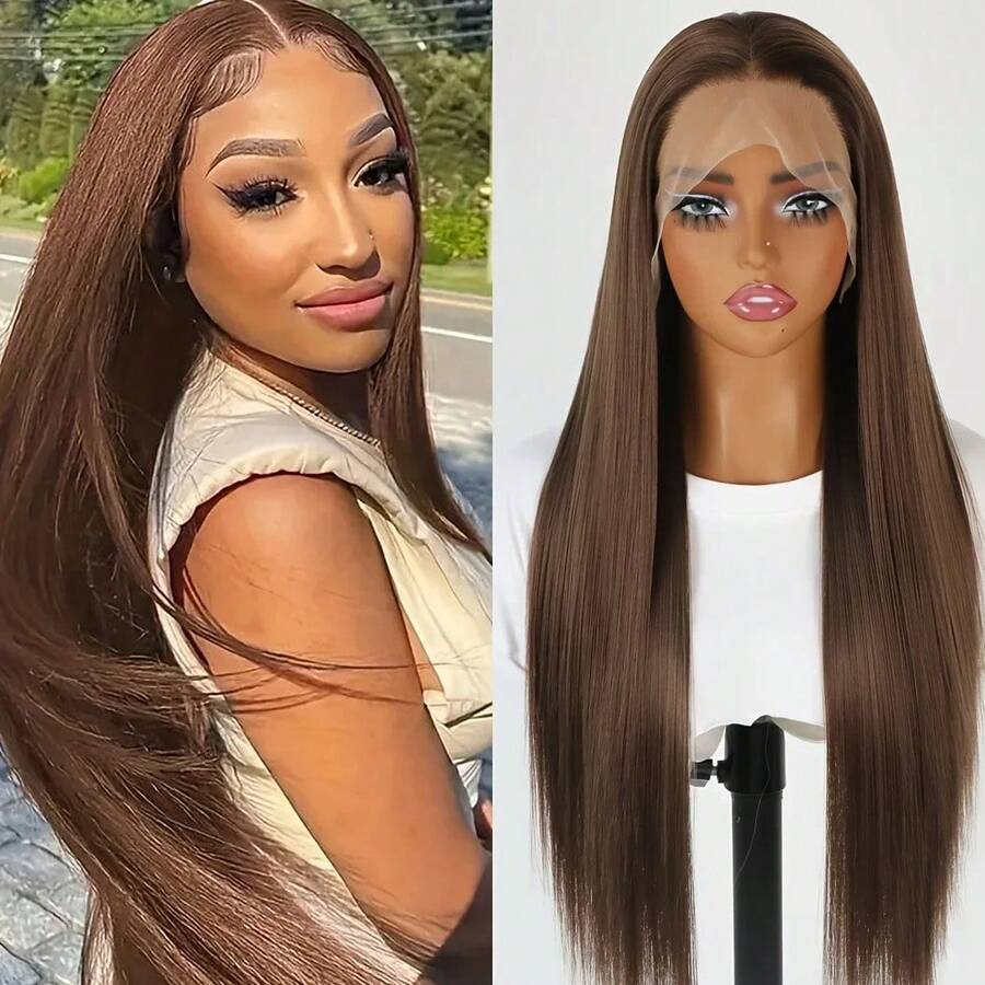 NATAN Elegant Long Straight Wig For Women, 28-Inch Gradient Color, High-Temperature Fiber, Natural Lightweight Look, Includes New Hair Net And Clip-In Cap, All People, Hair Net - S4 - View 1