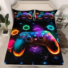 3PCS Personalized Customized Bed Sheet Set, Made Of Polyester Material And Digitally Printed, Suitable For Children, Teenagers, Gifts, Bedrooms, All Seasons, Dormitories, And Holidays. - Multicolor - View 3