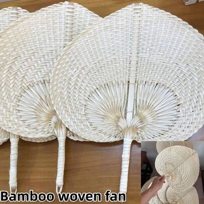 5pcs/3pcs/2pcs/1pc Handmade Bamboo/Straw Fan, Portable Hand-Held Folding Fan, Home Decor, Cooling Accessory, Gift For Family & Friends, Party Supplies, Summer Cooling, Fashion Accessory, Home Decoration, Photography Prop