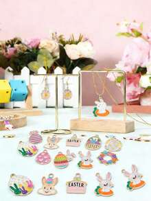 30Pcs Easter Day DIY Charms Enamel Bunny Carrot Egg Cartoon Pendants DIY Crafts Supply Jewelry Making Holiday Gift(Style Random) - Multicolor - View 9