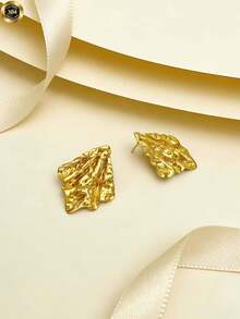 Golden Fashion Style, Irregularly Designed Unique Geometric Earrings, Elegant And Fashionable Personalized Ladies' Earrings For Valentine's Day, Gras, Valentine's Day, Charm Pulsers, Unbreakable Earrings - Multicolor - View 4