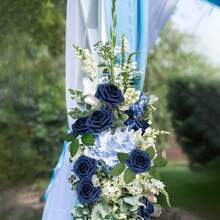 25/50pcs Navy Blue Artificial Foam Roses With Stems - Perfect For DIY Wedding Decor, Bouquets, Party Table Arrangements And Home Decoration, Packed In OPP Bag, With 2 Leaves - Dark Blue - View 9