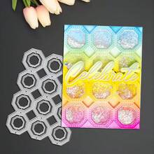 创意网格金属切割模具，DIY剪贴簿相册和压花模板，贺卡制作工具，卡片纸切割工艺品，礼品卡制作模板模切。 - 銀色 - 查看 6