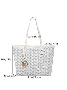 Túi tote đeo vai in họa tiết toàn thân, quà tặng Ngày của Mẹ cho mẹ, túi tote in chữ retro, túi đeo vai dung tích lớn, túi xách tay hoàn hảo cho việc đi làm. - trắng - Xem 3