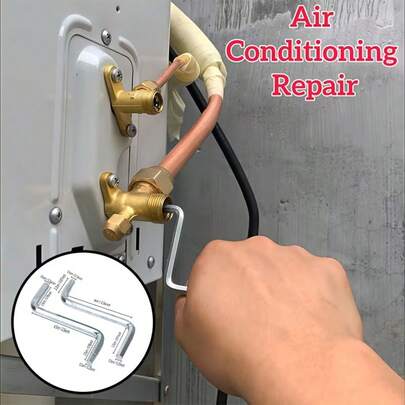 2件套空调维修工具套装 - 重型空调六角扳手套装，包含5/6mm和4/5mm手动操作扳手，适用于暖通空调系统，便携耐用，适合DIY和专业空调维护（兼容空调）