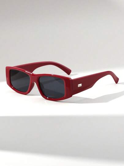 1 Pair Women's Rectangular Wide-Leg Retro Y2K Versatile Street Style Fashion Fashion Glasses, Suitable For Outdoor, Beach, Vacation