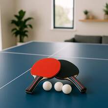TendenciaPack de 2 raquetas de ping pong Diversiones Bago Kit 2 Raquetas y 3 pelotas roja/negraCalidad premium - Rojo/Negro - Ver 4