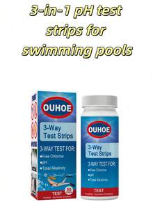 1pc OUHOE 3-In-1 PH Test Strips, Test Paper For Swimming Pool Water Total Alkalinity And Hardness, Pool Cleaning Water Acid-Base Test Paper - Multicolor - View 13