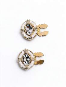 1 pezzo/2 pezzi Gemelli per camicia con diamanti, bottoni da polsino vintage, accessori per abbigliamento, regalo, decorazione per feste di San Valentino - Dorato - Visualizzare 3