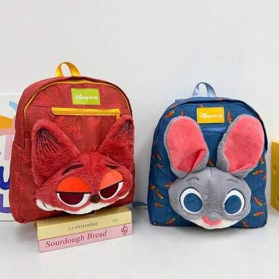 Disney Zootopia Nick Fox & Judy Rabbit Plush Backpack, Multi-Functional Large Capacity Cute Cartoon Backpack For Girls And Students, Travel Companion, Dopamine Matching Tote Bag & Shoulder Bag
