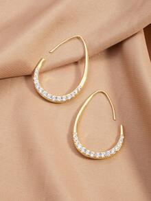 1 Pair Minimalist U-Shaped Rhinestone Earrings (For Women) - Gold - View 2