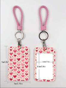 1pc ABS Pink Rope Heart Glowing Bow Knot Pattern Fashion Keychain Pendant, Bag Charm, Student Bus Protector - Multicolor - View 3