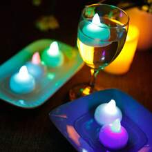 Velas flotantes de agua sin llama, luz LED parpadeante, lámpara electrónica romántica para bodas, fiestas, bañera, piscina, velas decorativas - Luz RGB - Ver 10