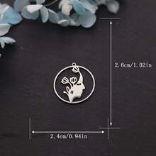 5pcs/Set Exquisite Profile Pendant, Stainless Steel Delicate Jewelry Accessories, Suitable For DIY Handmade Jewelry, Necklace, Bracelet, Earring, Bag Chain, Keychain, Zipper Decor - Multicolor - View 5