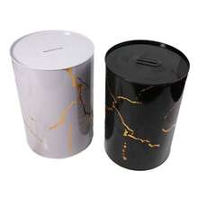 1pc Unique Large Capacity Marble Texture Piggy Bank, Smooth Tactile Sealed Cylindrical Metal Coin Money Saving Box, Suitable For Storing USD, EUR, AUD, GBP, SAR, TMT, EGP, CHF, TWD, AUD Coins, Random Color - Multicolor - View 12