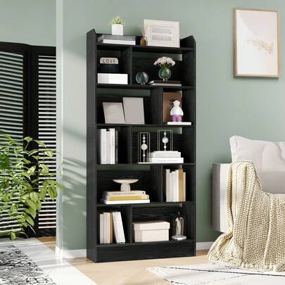Hzuaneri 6-Tier Bookcase And Bookshelf, Freestanding Display Storage Cabinet Organizer With 8 Divided Sections, For Home Office, Living Room And Bedroom, 24 X 80 X 170 Cm
