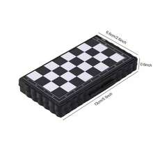 Mini magnetisches Schachset, faltbares magnetisches Plastik-Schachbrett-Spiel, tragbares Spielzeug, tragbar für Outdoor - Schwarz und Weiss - Übersicht 2