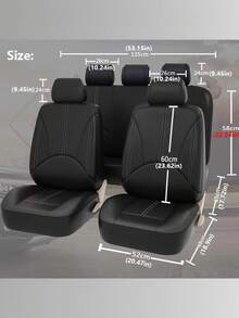 4/9pcs Real Leather Car Seat Covers, Waterproof Seat Protectors, Breathable Seat Covers, Universal Fit For Most Sedans, SUVs, Trucks, Luxury Ventilated Front Seat Covers With Lumbar Support, Rear Seat Covers. 9pcs Set Includes: 2 Front Seat Covers, 1 Backrest Cover, 1 Rear Seat Cover, 5 Headrest Covers. 4pcs Set Includes: 2 Front Seat Covers, 2 Headrest Covers. - A款式 - 查看 6