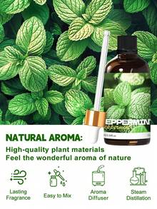 EMBRACEX. 100ml Óleo Essencial de Menta-Pimenta 100% Puro e Natural Premium, Adequado para Difusor de Aromaterapia, Aromaterapia, Fabricação de Velas e Sabonetes, Inclui Conta-Gotas, Conjunto de Caixa de Presente - Óleo essencial de hortelã-pimenta - Visão 5