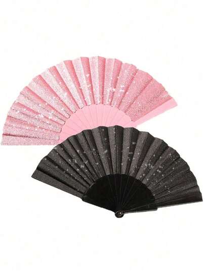 Shiny Hand Fan, Large Party Style Folding Fan, Waterproof Material, Suitable For Tai Chi, Family Gatherings, Concerts, Graduation Season, Back To School Season, Dance Performances, Home Decor, DIY Decoration, Wedding Decoration, Birthday Gifts, Valentine's Day Gifts, Birthday Theme Performances And Holiday Parties, Holiday Essentials, Summer Beach Fan, Carnival Must-Have Accessory