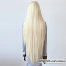 ZigZag Hair 24 Inch, 40 Inch Two Lengths Available Straight Synthetic Lace Front Wig - Pre-Plucked Natural Hairline Heat Resistant Fiber Wig - 13x4 Lace, 180% Density, Lace Front Wig - Gold - View 7