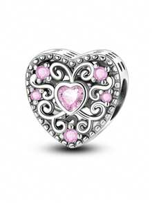 1 件粉色宝石心形锁，心形宝石向日葵 S925 纯银吊坠，适合手链/项链 DIY 礼物 - 彩色 - 查看 11